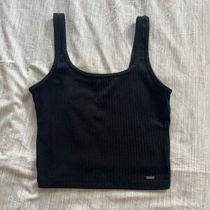 Hollister Black Ribbed Crop Tank Top